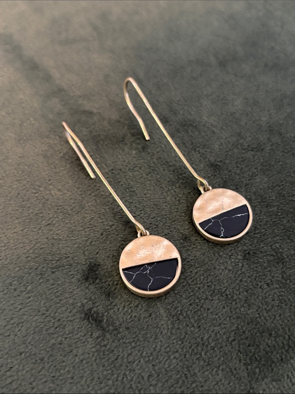 Black and Rose Disc Drop Earrings - Women Jewelry
